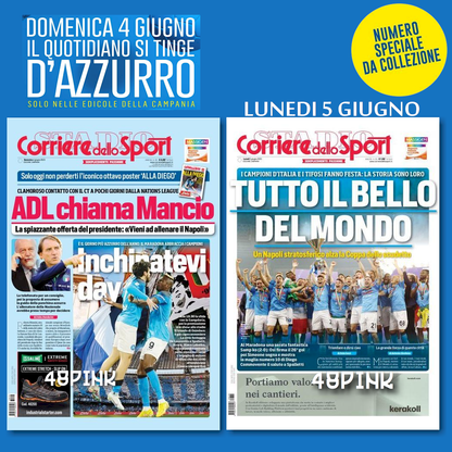 Satz Zeitungen NEAPEL SCUDETTO PARTY Corriere dello Sport Gazzetta Mattino Tutto
