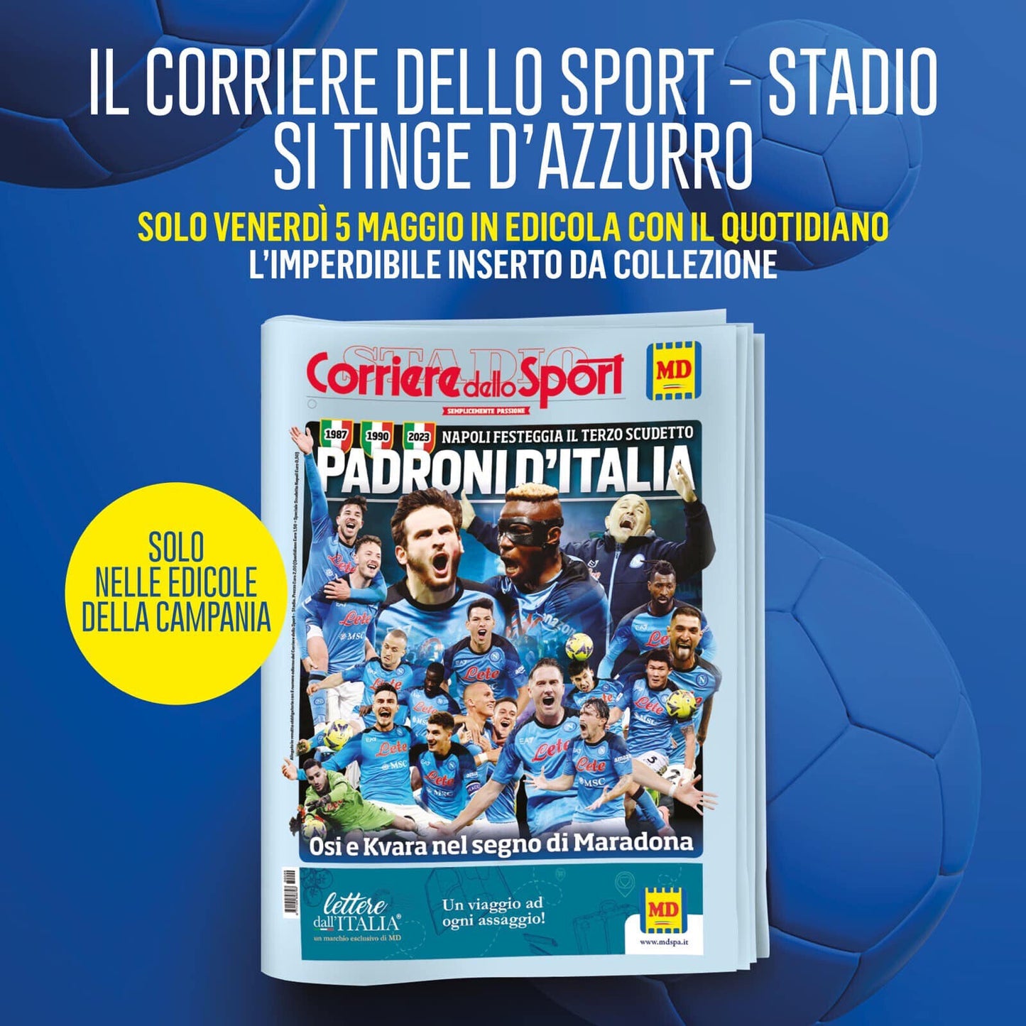 Newspaper Corriere dello Sport of May 5, 2023 3 Scudetto Football Napoli Osimhen