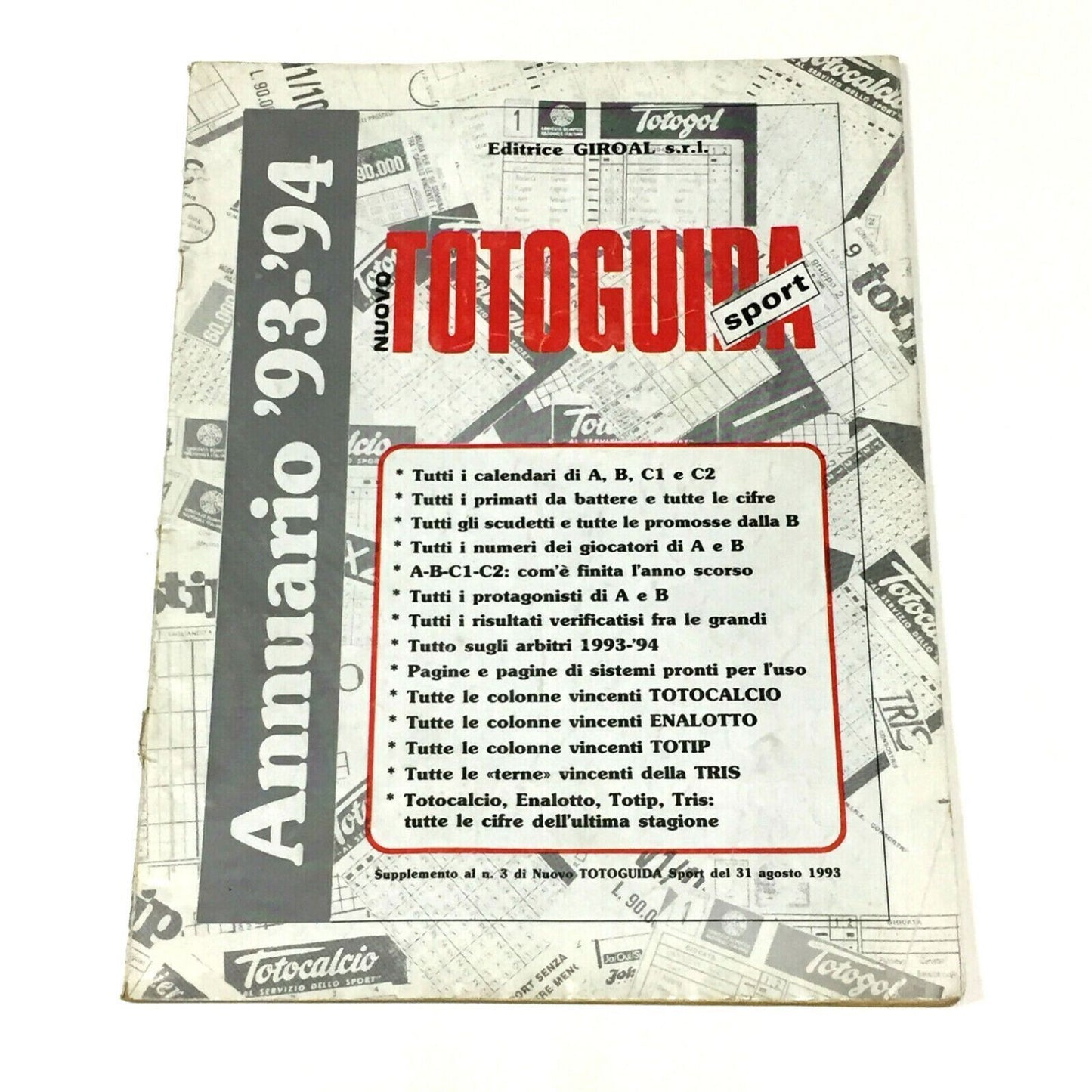 Totoguida Annuario Calcio Vintage Totocalcio Totip Enalotto Tris Scommesse lotto