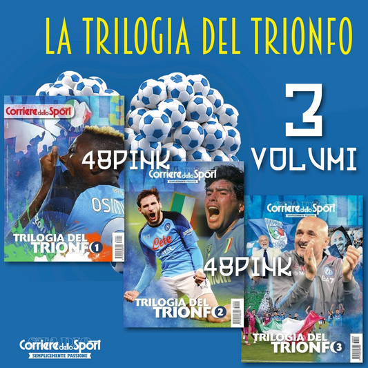 3 Volumi TRILOGIA DEL TRIONFO Libro Scudetto NAPOLI Inserto Corriere dello Sport