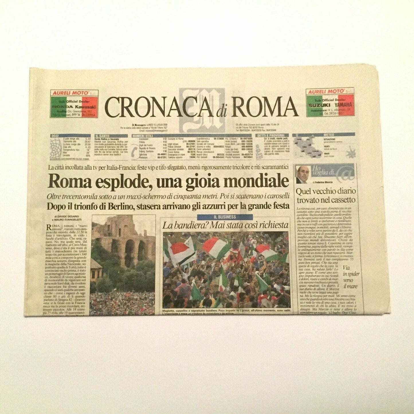 Journal de Rome du 10 juillet 2006 ITALIE Champions nationaux du monde