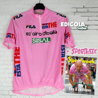ROSA Radtrikot 82. Giro d'Italia 1999 Vintage Marco Pantani + Sportweek