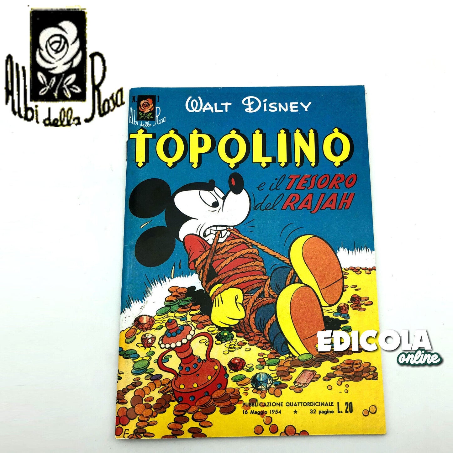 Mickey Mouse hat die Comic-Nummer n gepinnt. 1 SAMMLER-NACHDRUCK 20 Lire Vintage Rare