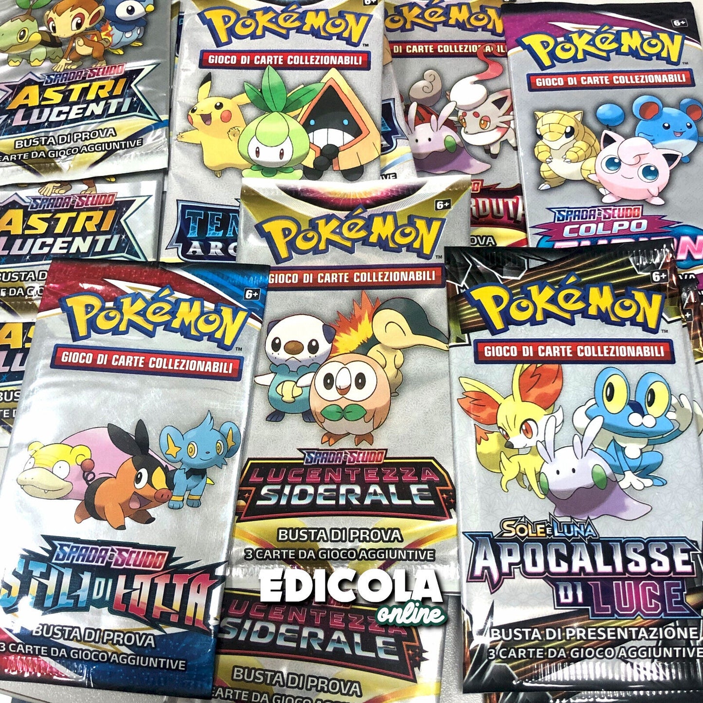 Packs simples Pokémon ITA scellés - 3 cartes de jeu d'extension en italien