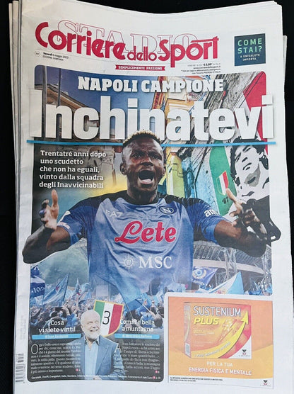 3 Newspaper Gazzetta Corriere dello Sport + Third Scudetto Napoli Football Insert