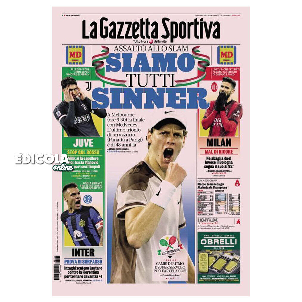 Gazzetta dello Sport tous les SportWeek Jannik SINNER ITALIA Tennis Open d'Australie