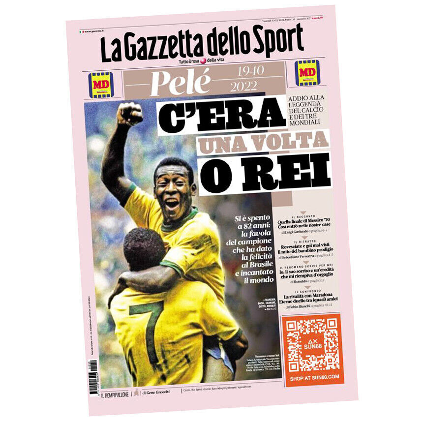 Set 2 Giornali (1x Corriere + 1x Gazzetta dello Sport) del 30.12.2022 MORTE di PELE