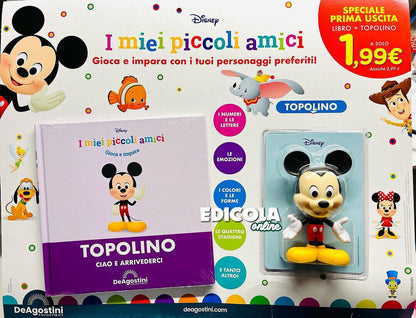 Libro i miei piccoli amici Disney con Statua di Topolino Collezione De Agostini
