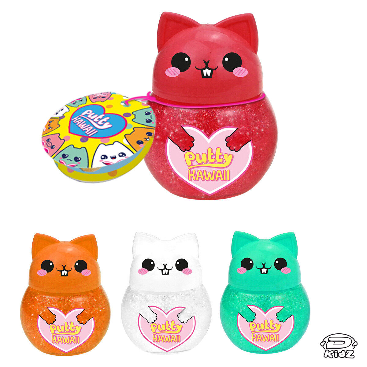 1x Personaggio PUTTY HAWAII Pasta Modellabile Gattino con SLIME Glitter Crystal