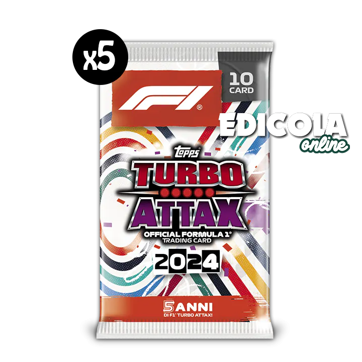 Pakete mit 10 TURBO ATTAX 2024 Formel-1-Karten, F1-Sammelkarte, Topps Auto