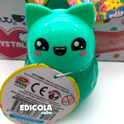 1x Personaggio PUTTY HAWAII Pasta Modellabile Gattino con SLIME Glitter Crystal