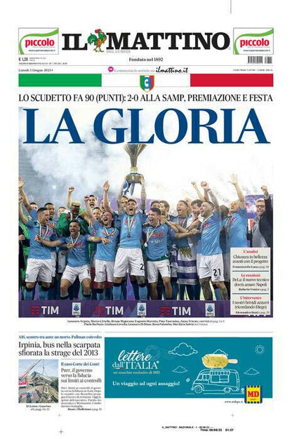 Newspapers il Mattino NAPLES Football SSC Italian Champion 3rd Scudetto 2022-23 2023