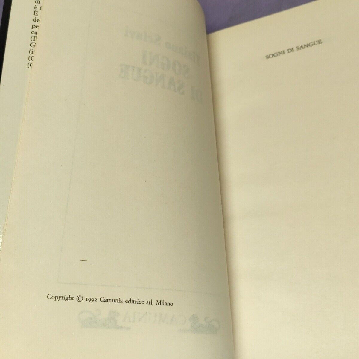 il Libro Tiziano Sclavi SOGNI DI SANGUE Dylan Dog Camunia Prima Edizione 1992