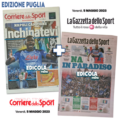 Gazzetta + Corriere dello Sport 5 Maggio 2023 3 Scudetto Calcio Napoli Campione