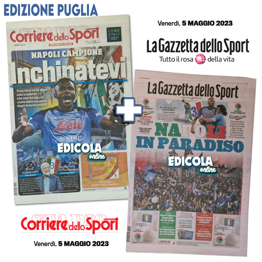 Gazzetta + Corriere dello Sport 5. Mai 2023 3 Scudetto Football Napoli Meister
