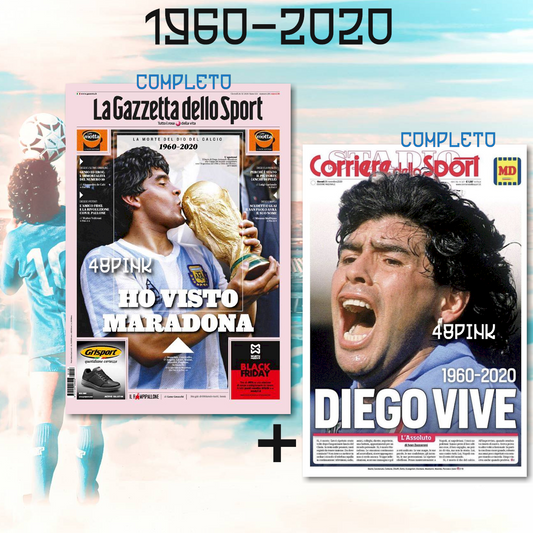Ensemble de 2 journaux (1x Gazzetta + 1x Corriere dello Sport) du 26.11 Diego Armando MARADONA