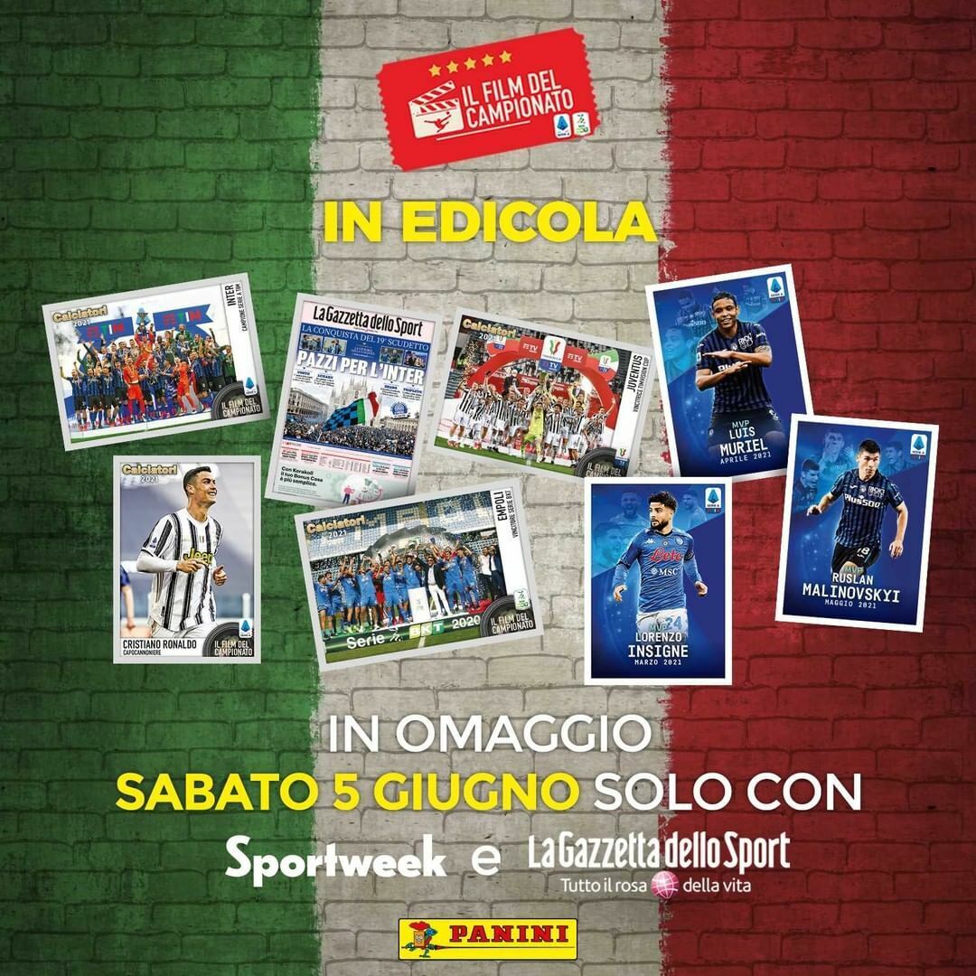 SPORTWEEK LA GAZZETTA DELLO SPORT 2021 avec autocollants Panini footballeurs C16 à C20