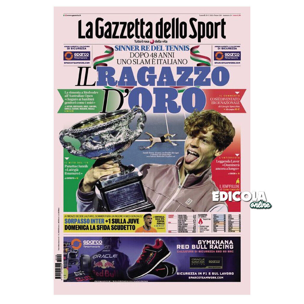 Gazzetta dello Sport tous les SportWeek Jannik SINNER ITALIA Tennis Open d'Australie
