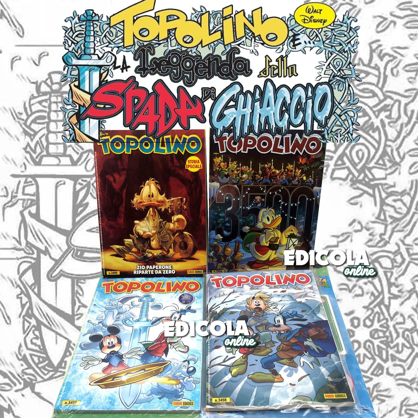 Lot von 12 kompletten gebrauchten Saga-Comics von MICKEY MOUSE und dem EISSCHWERT