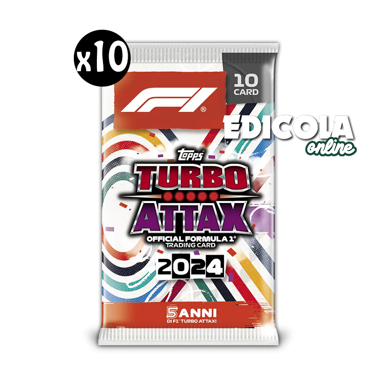 Pakete mit 10 TURBO ATTAX 2024 Formel-1-Karten, F1-Sammelkarte, Topps Auto