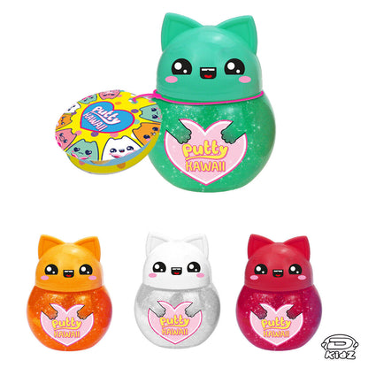 1x Personaggio PUTTY HAWAII Pasta Modellabile Gattino con SLIME Glitter Crystal