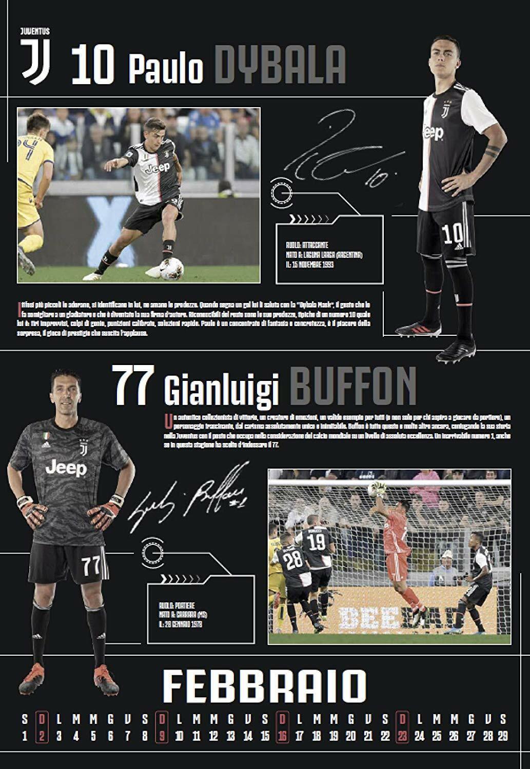 Offizieller vertikaler Juve-Kalender JUVENTUS 2020 mit Spiralarmband