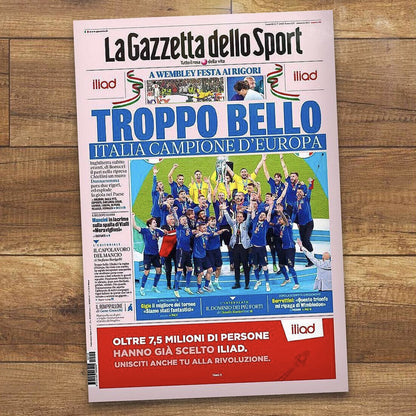 La Gazzetta dello Sport du 12 juillet 2021 Champions d'Europe Italie Euro 2020