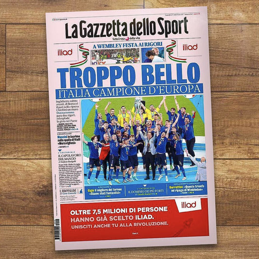La Gazzetta dello Sport du 12 juillet 2021 Champions d'Europe Italie Euro 2020