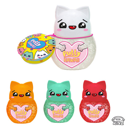 1x Personaggio PUTTY HAWAII Pasta Modellabile Gattino con SLIME Glitter Crystal
