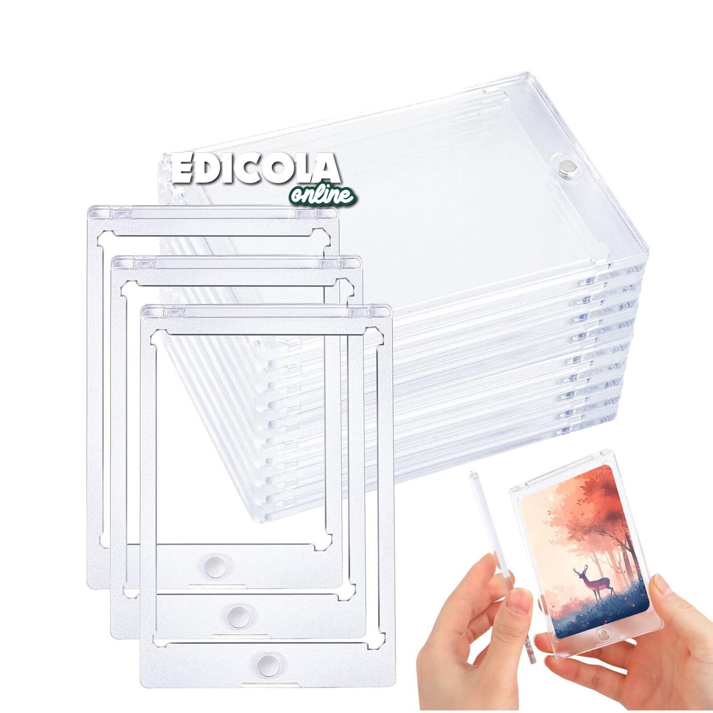 Custodia Trasparente Magnetica Protettiva UV per Carte da Collezione Card Cornice 35PT