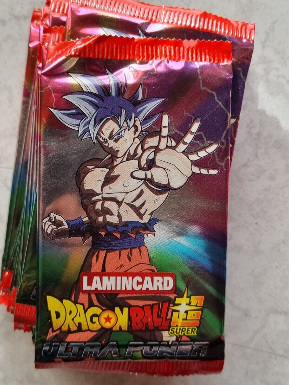 Versiegelte Beutel mit CARD DRAGONBALL Ultra Power LAMINCARDS Super Carte Game
