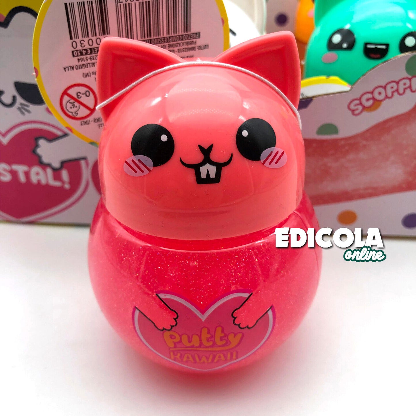 1x Personaggio PUTTY HAWAII Pasta Modellabile Gattino con SLIME Glitter Crystal