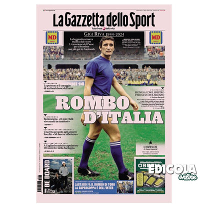 Corriere Gazzetta dello Sport alle 23.01.2024 Tod von Gigi RIVA Luigi Cagliari