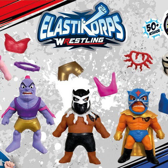 Busta Sorpresa Personaggi ELASTIKORPS Lottatori WRESTLING Cicaboom Allungamostri