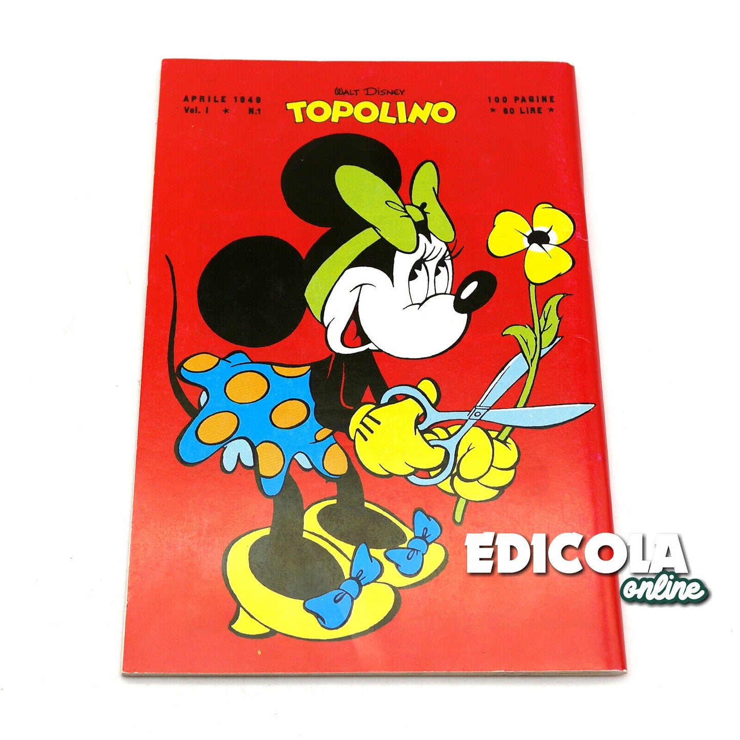 Numéro de bande dessinée Mickey Mouse Nerbini n. 1 Variante "A" RÉIMPRESSION 60 lire Vintage Rare