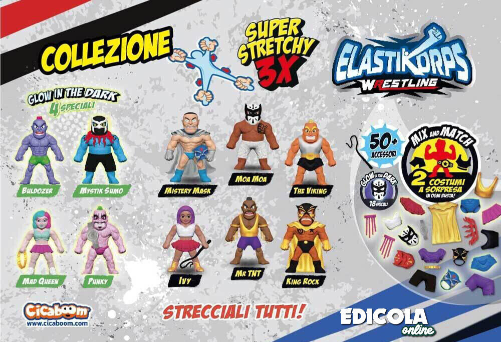Personaggi ELASTIKORPS Lottatori Wrestling Cicaboom Maxi Action Figure AEW WWE