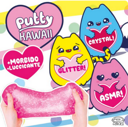 1x Personaggio PUTTY HAWAII Pasta Modellabile Gattino con SLIME Glitter Crystal