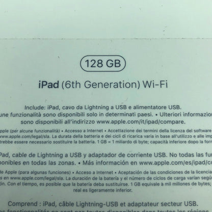 Apple iPad 6 Tablette Reconditionnée Écran 9,7 pouces 128 Go Gris 6ème WiFi
