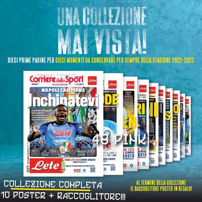 10x Poster + Binder 3 Scudetto Napoli Champion Corriere dello Sport Football