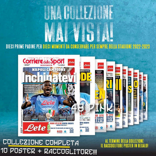10x Poster + Ordner 3 Scudetto Napoli Champion Corriere dello Sport Calcio