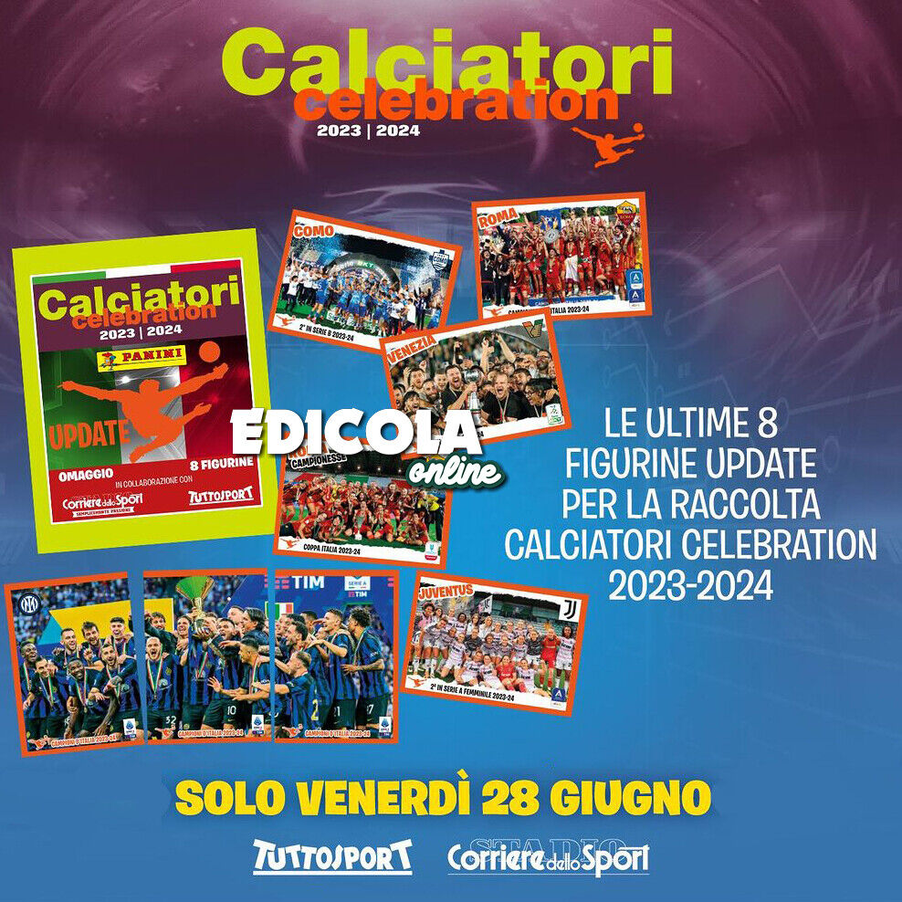 Komplettes Albumset mit Fußballern CELEBRATION PANINI 2023-24 2024 Update-Aufklebern
