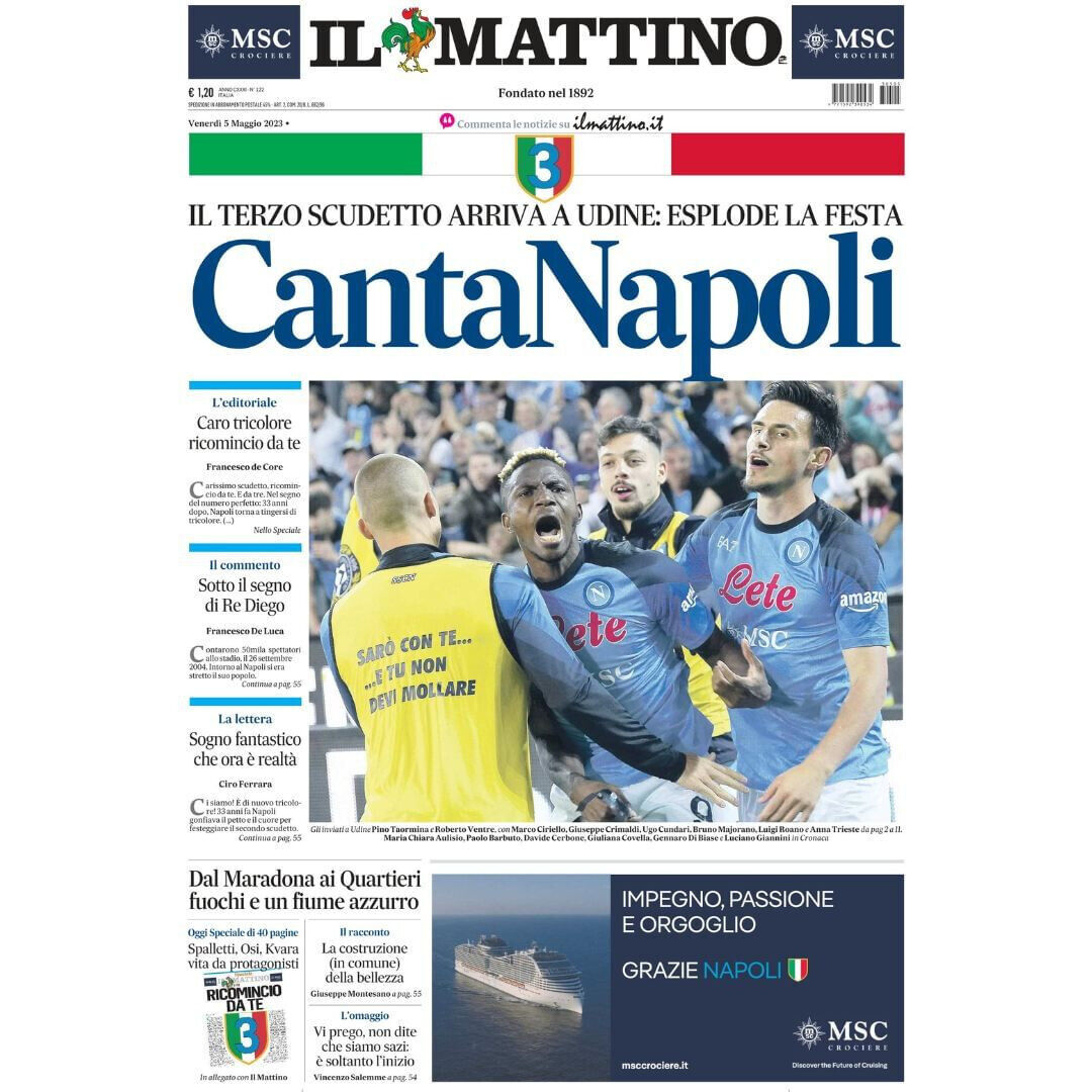 5x Zeitung 5. Mai 2023 NEAPEL SCUDETTO Campione Gazzetta Corriere dello Sport