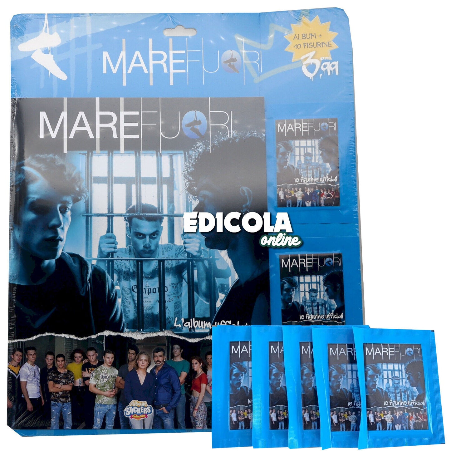Set Album di MARE FUORI e Bustine di Figurine Sticker TV Starter Pack Rai 2023