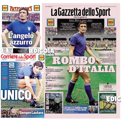 Corriere Gazzetta dello Sport alle 23.01.2024 Tod von Gigi RIVA Luigi Cagliari