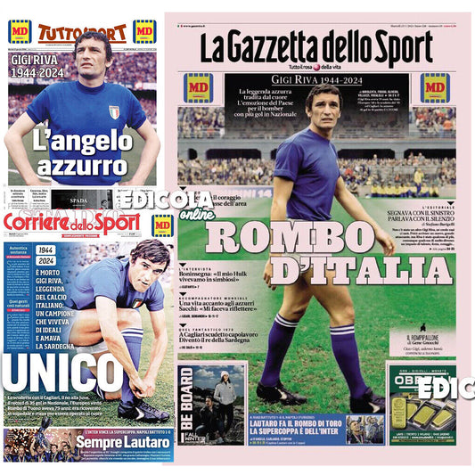 Corriere Gazzetta dello Sport tutto 23.01.2024 Morte di Gigi RIVA Luigi Cagliari