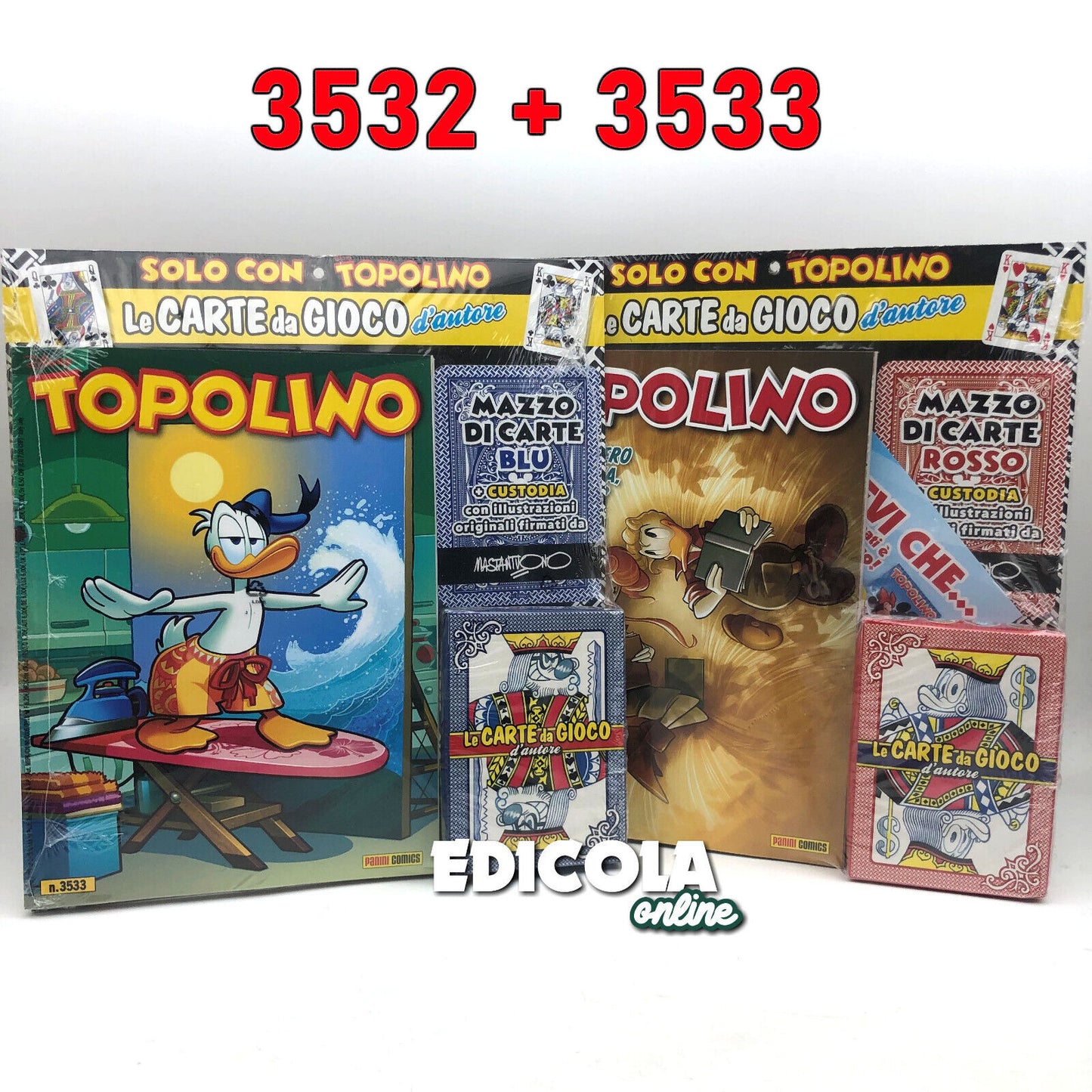 Fumetto TOPOLINO Sigillato Edicola da Collezione + 2x Mazzo di carte Blisterato