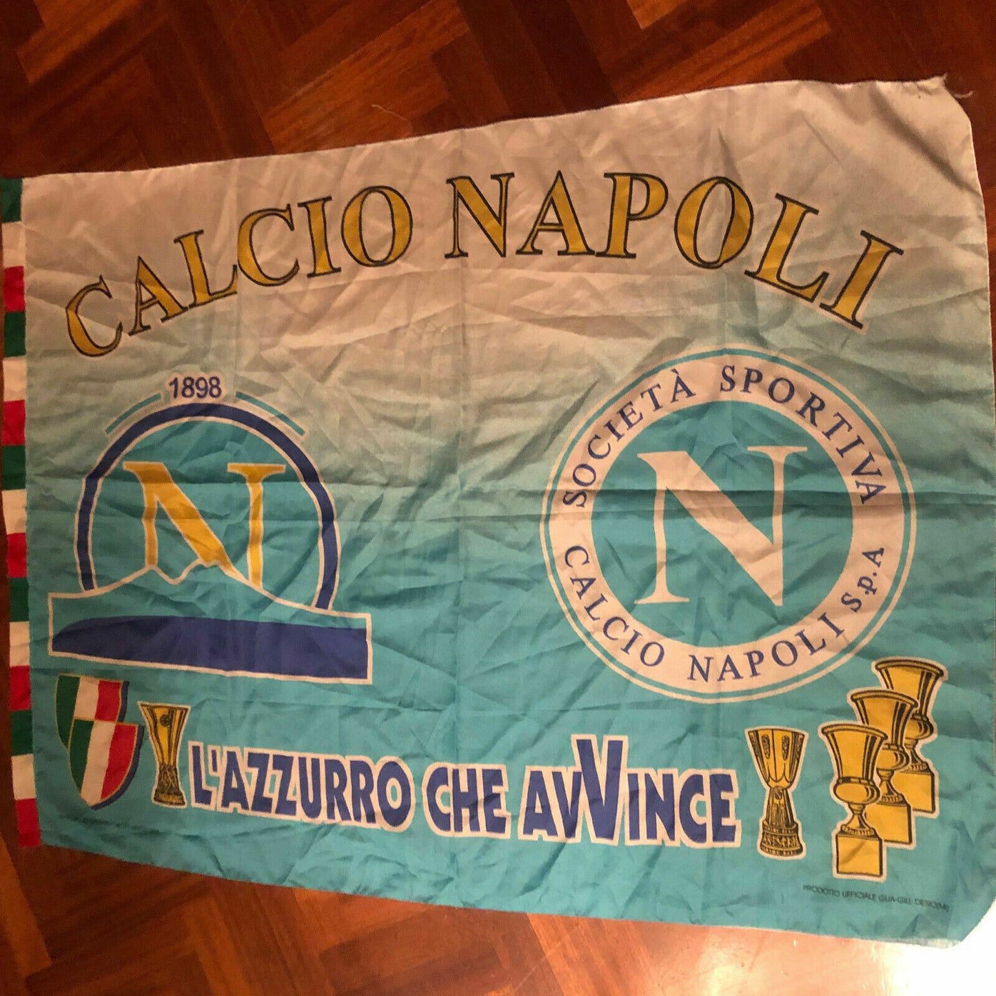 DRAPEAU de NAPLES Ultras Football Vintage années 90 3ème Coupe période de MARADONA