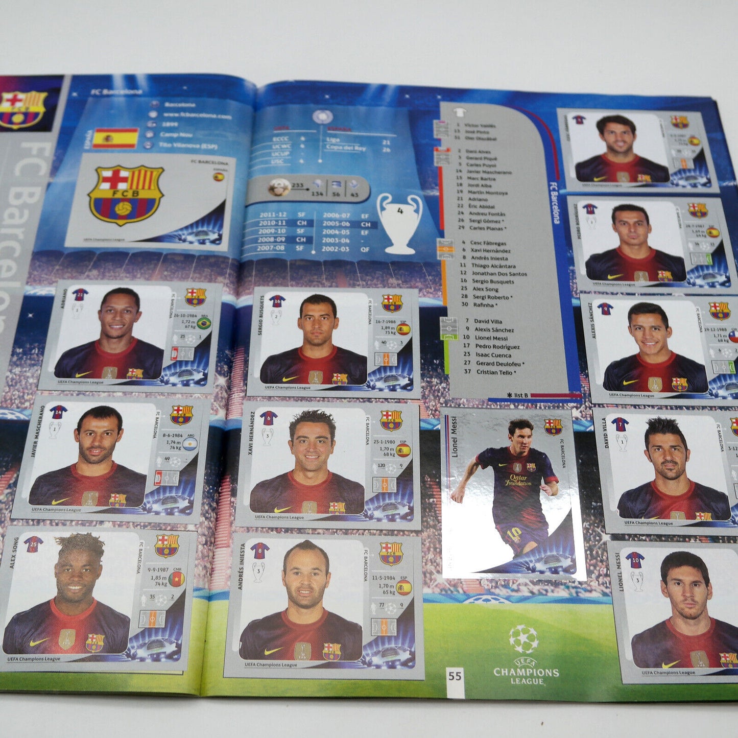 Album complet de stickers joueurs de football Panini LIGUE DES CHAMPIONS 2012-13 UEFA 2013