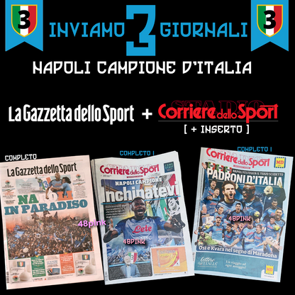 3 Newspaper Gazzetta Corriere dello Sport + Third Scudetto Napoli Football Insert