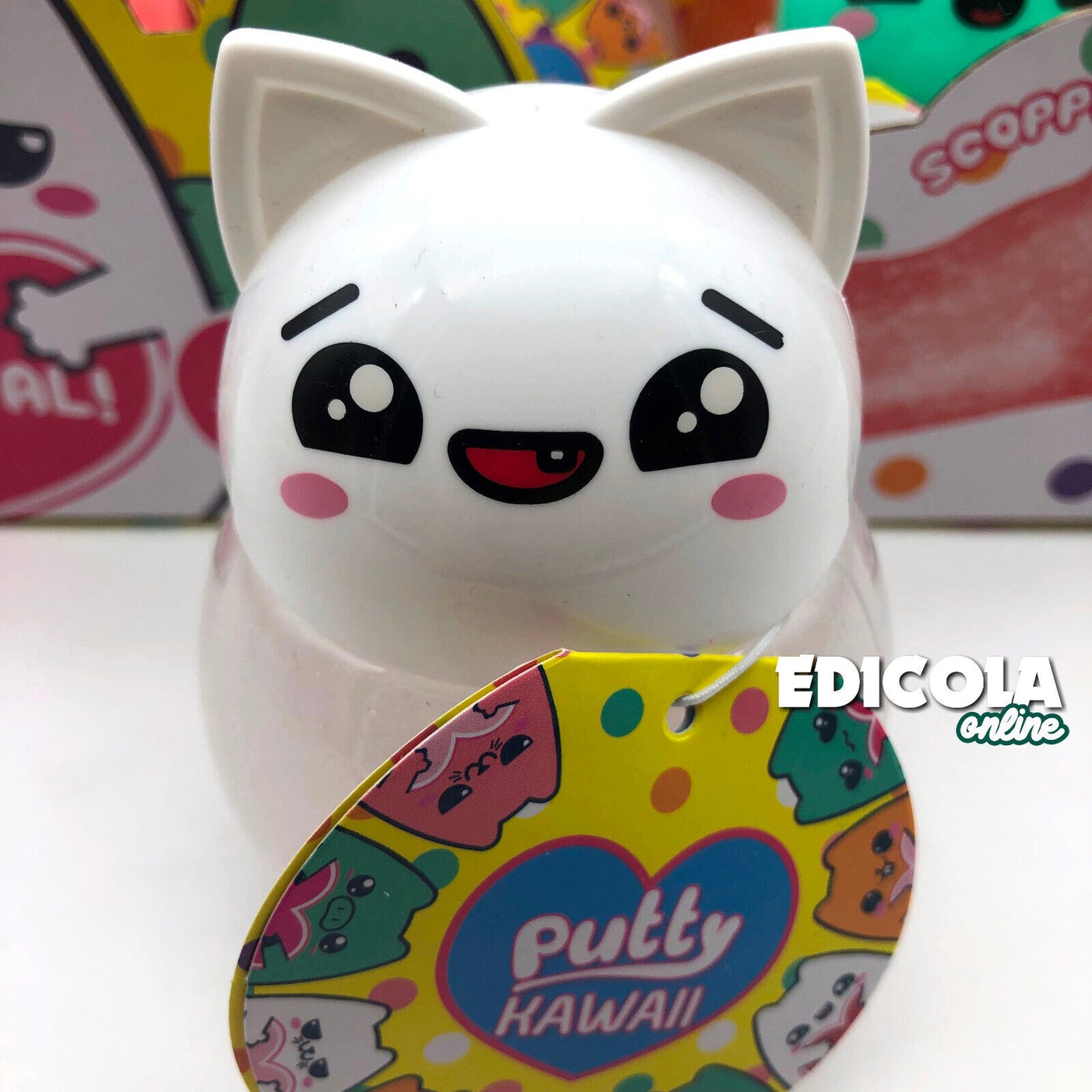 1x Personaggio PUTTY HAWAII Pasta Modellabile Gattino con SLIME Glitter Crystal